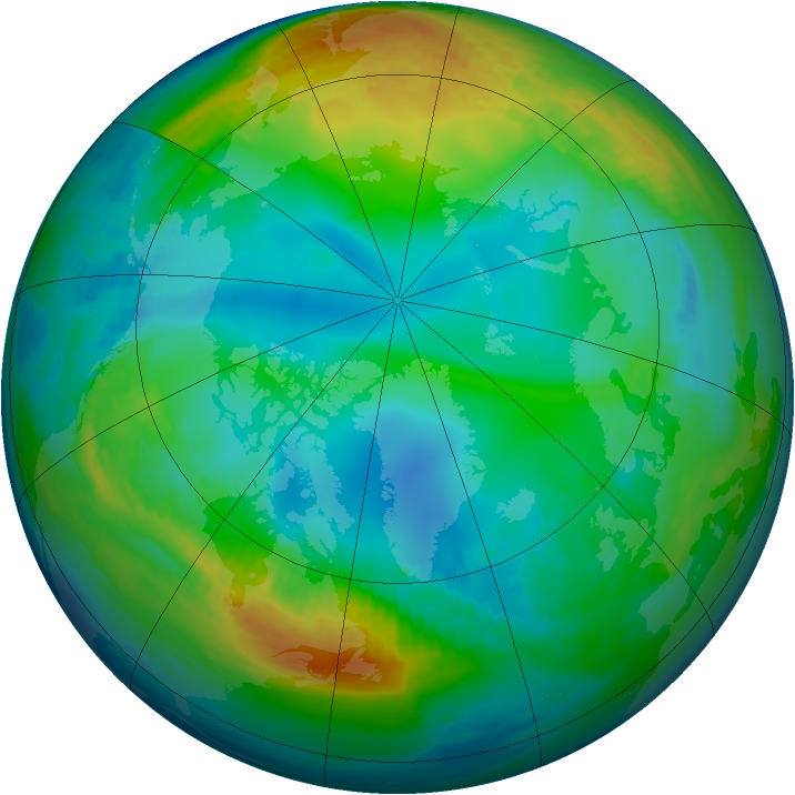 Arctic ozone map for 25 November 1985